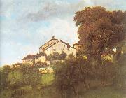 Courbet, Gustave The Houses of the Chateau D Ornans oil painting